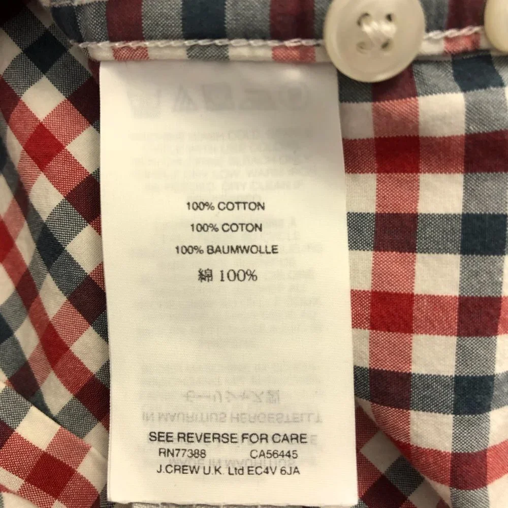 J. Crew Gingham Plaid Button Down Long Sleeve Shirt